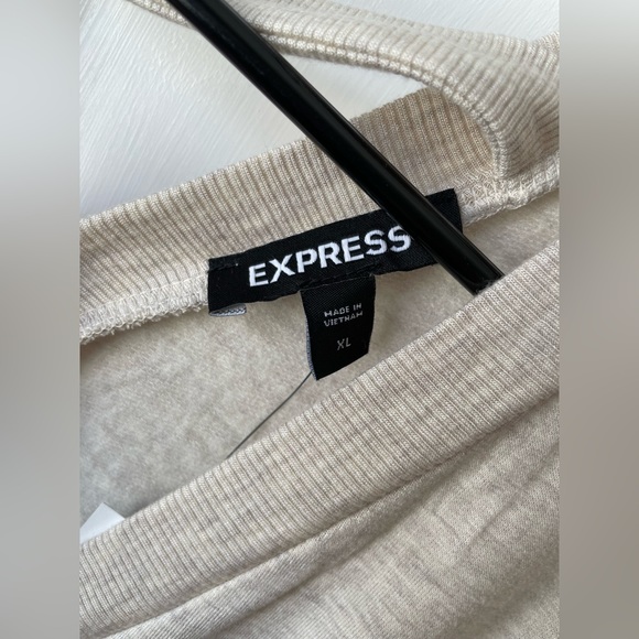 Express Heathered Cream Surplice Top - Picture 2 of 3